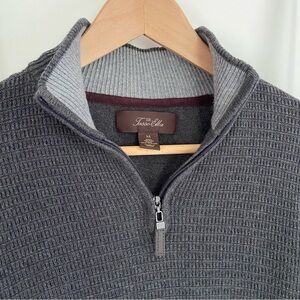 Tasso Elba 1/4 zip Charcoal Textured Waffle Weave Sweater Medium